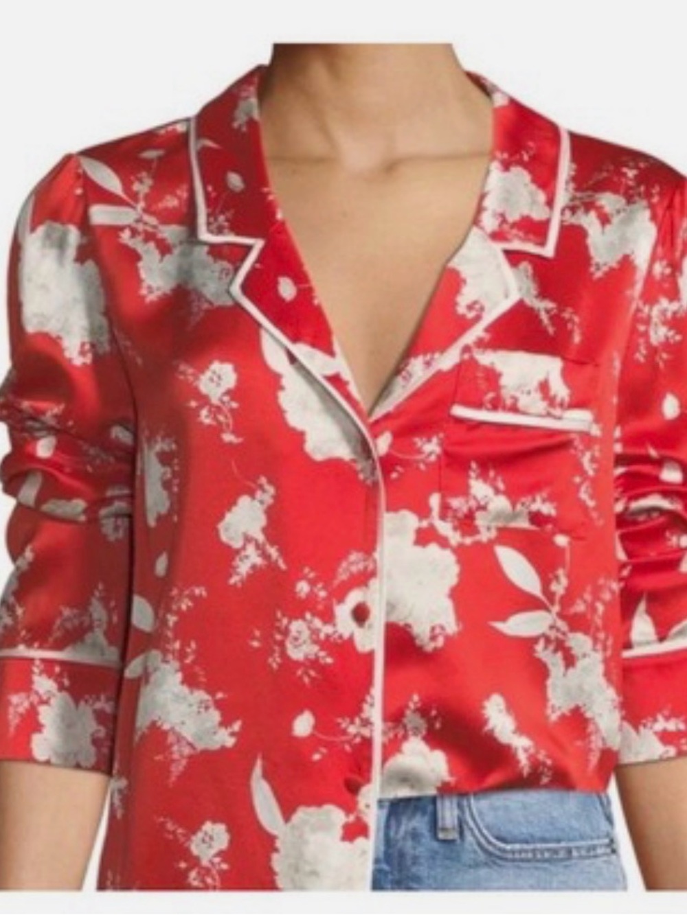Alice + Olivia Floral Silk Shirt pajama style